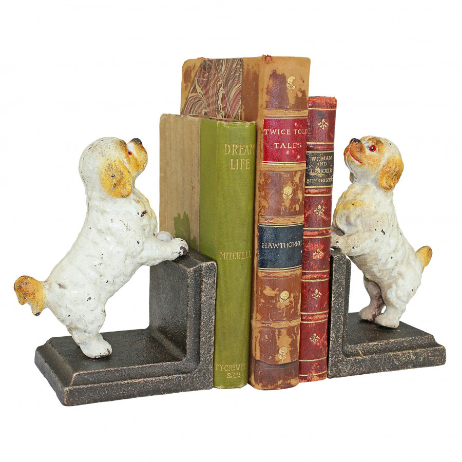 Toscano - Cavalier King Charles Spaniel Dog Sculptural Bookend Pair in Cast Iron