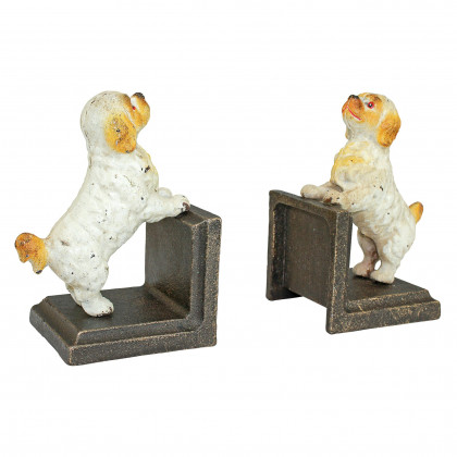 Toscano - Cavalier King Charles Spaniel Dog Sculptural Bookend Pair in Cast Iron
