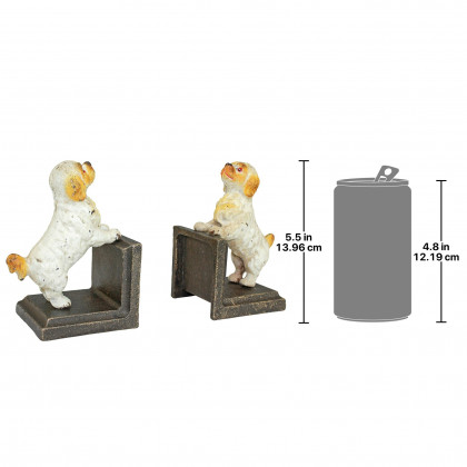 Toscano - Cavalier King Charles Spaniel Dog Sculptural Bookend Pair in Cast Iron