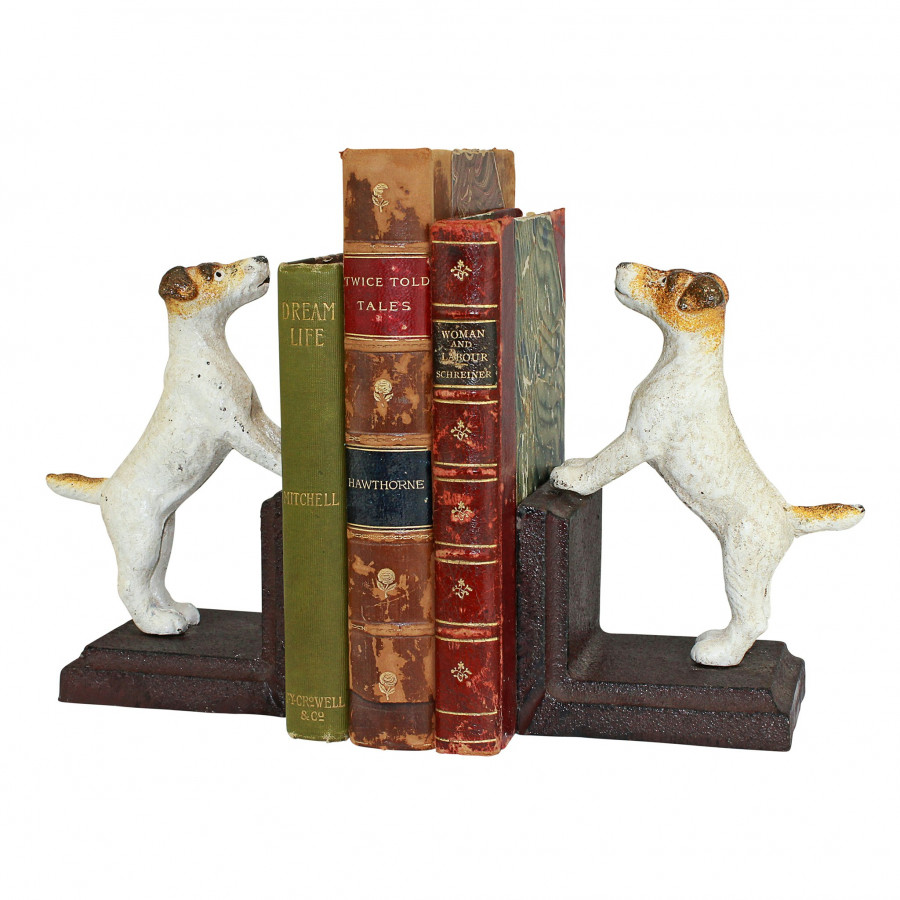 Toscano - Jack Russell Terrier Dog Sculptural Dog Bookend Pair in Cast Iron