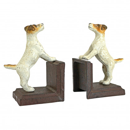 Toscano - Jack Russell Terrier Dog Sculptural Dog Bookend Pair in Cast Iron
