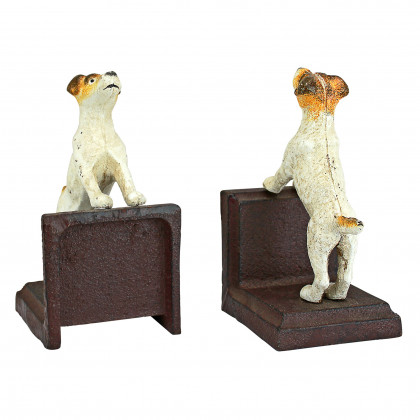 Toscano - Jack Russell Terrier Dog Sculptural Dog Bookend Pair in Cast Iron