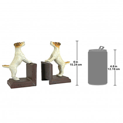 Toscano - Jack Russell Terrier Dog Sculptural Dog Bookend Pair in Cast Iron