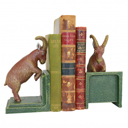 Toscano - Billy Goat Sculptural Bookend Pair in Cast Iron