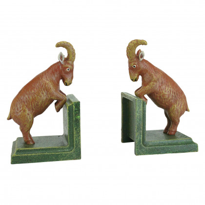 Toscano - Billy Goat Sculptural Bookend Pair in Cast Iron