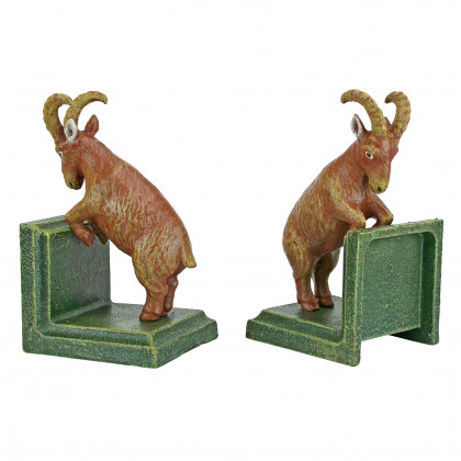 Toscano - Billy Goat Sculptural Bookend Pair in Cast Iron