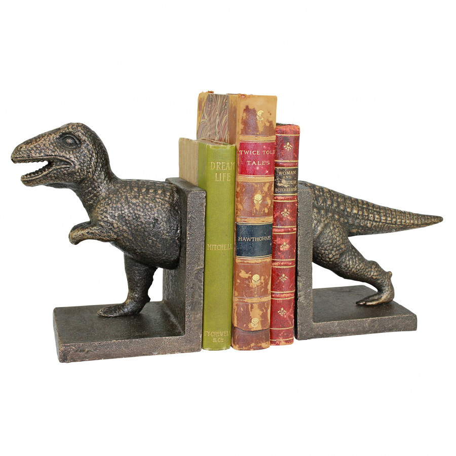 Toscano - T-Rex Dinosaur Sculptural Bookend Pair in Cast Iron