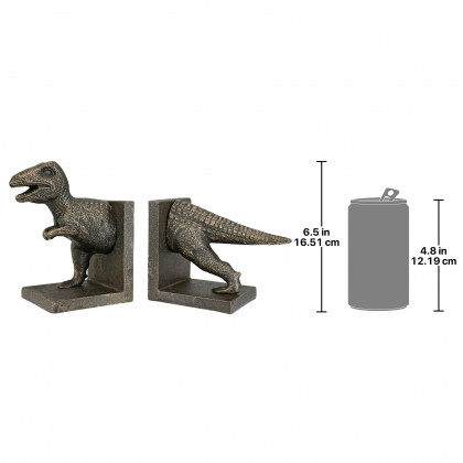 Toscano - T-Rex Dinosaur Sculptural Bookend Pair in Cast Iron