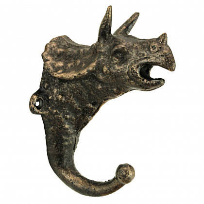 Toscano - Triceratops Decorative Dinosaur Wall Hook in Foundry Cast Iron