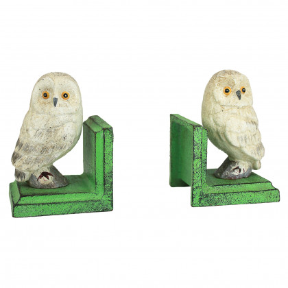 Toscano - Wise Snowy Owl Sculptural Bookend Pair in Cast Iron