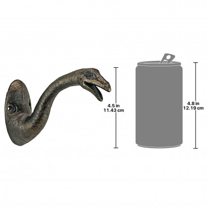 Toscano - Brachiosaurus Decorative Dinosaur Wall Hook in Foundry Cast Iron