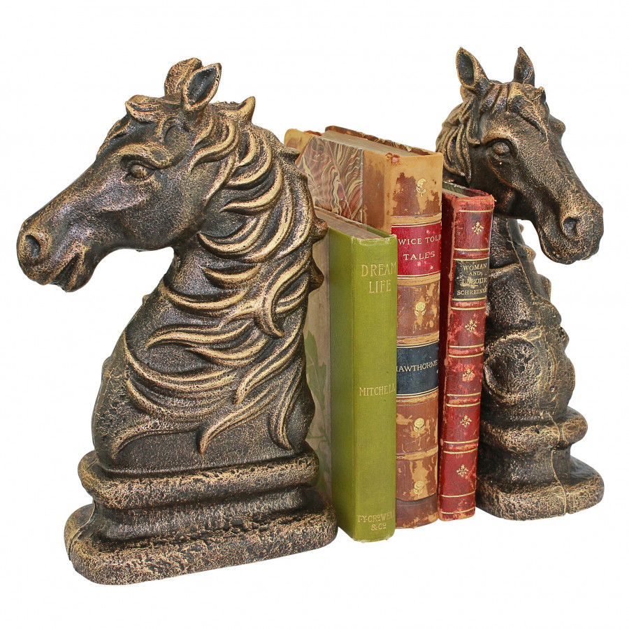 Toscano - Stallion Silhouette Horse Sculptural Bookend Pair in Cast Iron