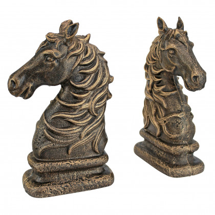Toscano - Stallion Silhouette Horse Sculptural Bookend Pair in Cast Iron