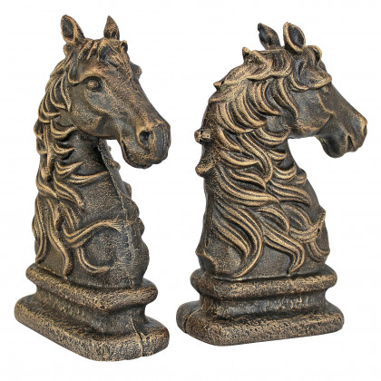 Toscano - Stallion Silhouette Horse Sculptural Bookend Pair in Cast Iron
