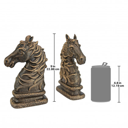 Toscano - Stallion Silhouette Horse Sculptural Bookend Pair in Cast Iron