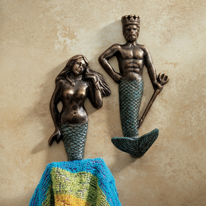 Toscano - Mermaid Hook in Foundry Iron Wall