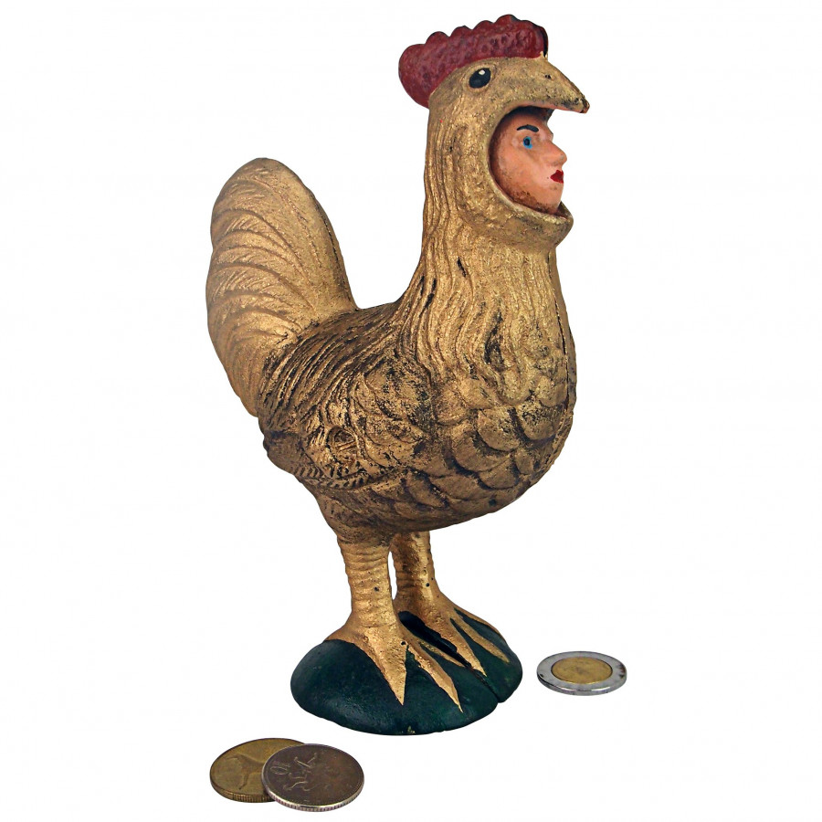 Toscano - Canterbury Tales Chanticleer Rooster Mechanical Coin Bank