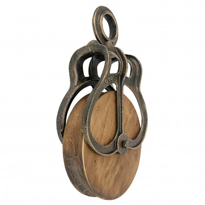 Toscano Vintage-Style Cast Iron and Wood Wheel Farm Pulley - Cast Iron/Wood, Giant