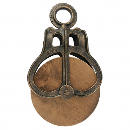 Toscano Vintage-Style Cast Iron and Wood Wheel Farm Pulley - Cast Iron/Wood, Giant