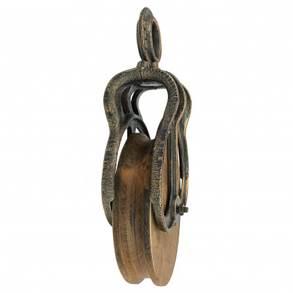 Toscano Vintage-Style Cast Iron and Wood Wheel Farm Pulley - Cast Iron/Wood, Giant