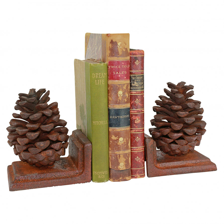 Toscano - Grande Pinecone Sculptural Bookend Pair in Cast Iron