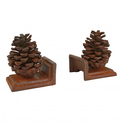 Toscano - Grande Pinecone Sculptural Bookend Pair in Cast Iron