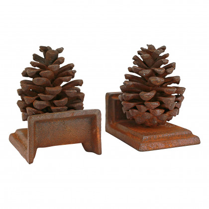 Toscano - Grande Pinecone Sculptural Bookend Pair in Cast Iron