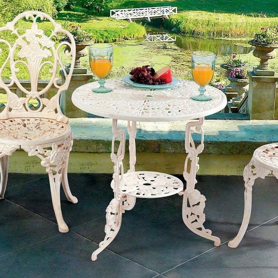 Toscano - Villa Ravello Rose Garden Table in Ancient Ivory, Iron