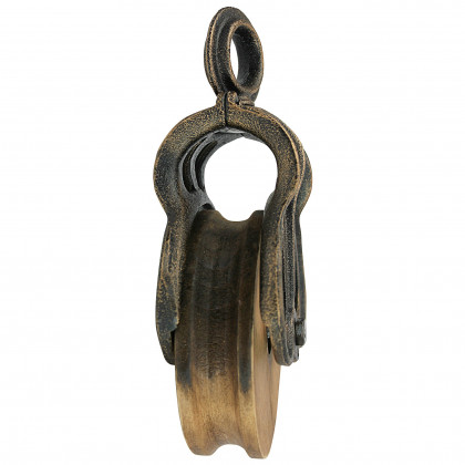 Toscano Vintage-Style Cast Iron and Wood Wheel Farm Pulley - Cast Iron/Wood, Large