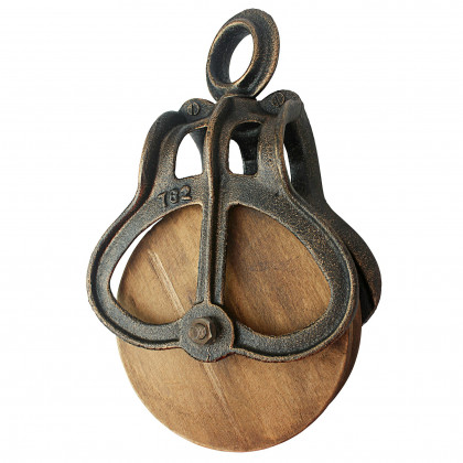 Toscano Vintage-Style Cast Iron and Wood Wheel Farm Pulley - Cast Iron/Wood, Large
