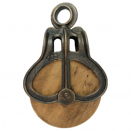 Toscano Vintage-Style Cast Iron and Wood Wheel Farm Pulley - Cast Iron/Wood, Large