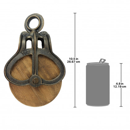 Toscano Vintage-Style Cast Iron and Wood Wheel Farm Pulley - Cast Iron/Wood, Large