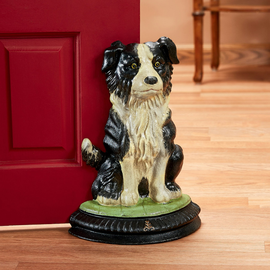 Toscano - Border Collie Dog Doorstop Statue