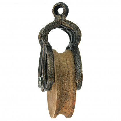 Toscano Vintage-Style Cast Iron and Wood Wheel Farm Pulley - Cast Iron/Wood, Medium
