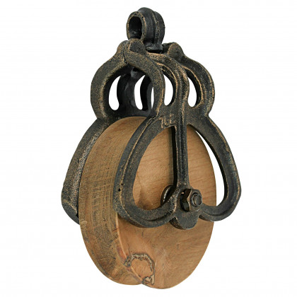 Toscano Vintage-Style Cast Iron and Wood Wheel Farm Pulley - Cast Iron/Wood, Medium