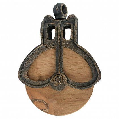 Toscano Vintage-Style Cast Iron and Wood Wheel Farm Pulley - Cast Iron/Wood, Medium