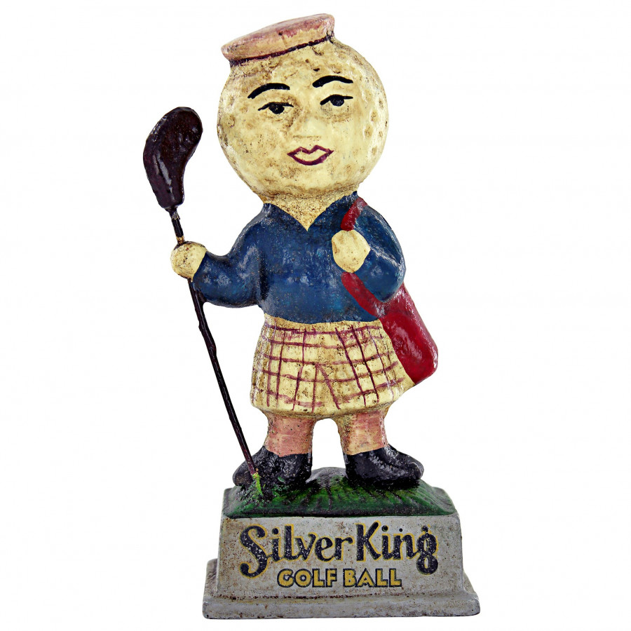 Toscano - Silver King Golf Ball Advertisement Golfer Statue