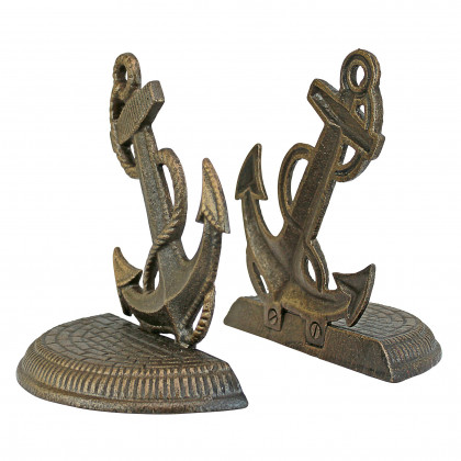 Toscano - Maritime Anchor Sculptural Bookend Pair in Cast Iron