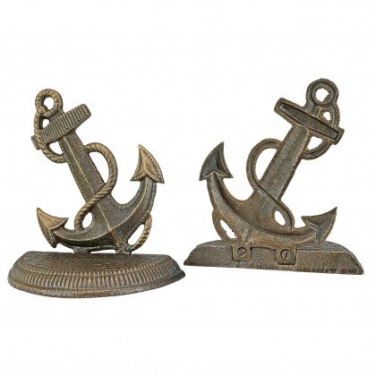 Toscano - Maritime Anchor Sculptural Bookend Pair in Cast Iron