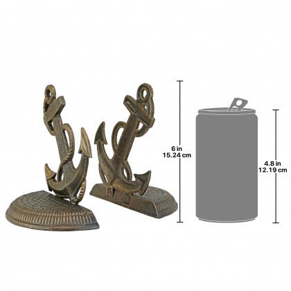 Toscano - Maritime Anchor Sculptural Bookend Pair in Cast Iron