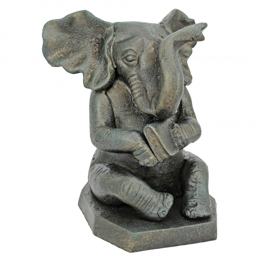 Toscano - Educated Elephant Bookend in Cast Iron