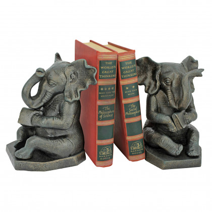 Toscano - Educated Elephant Bookend in Cast Iron