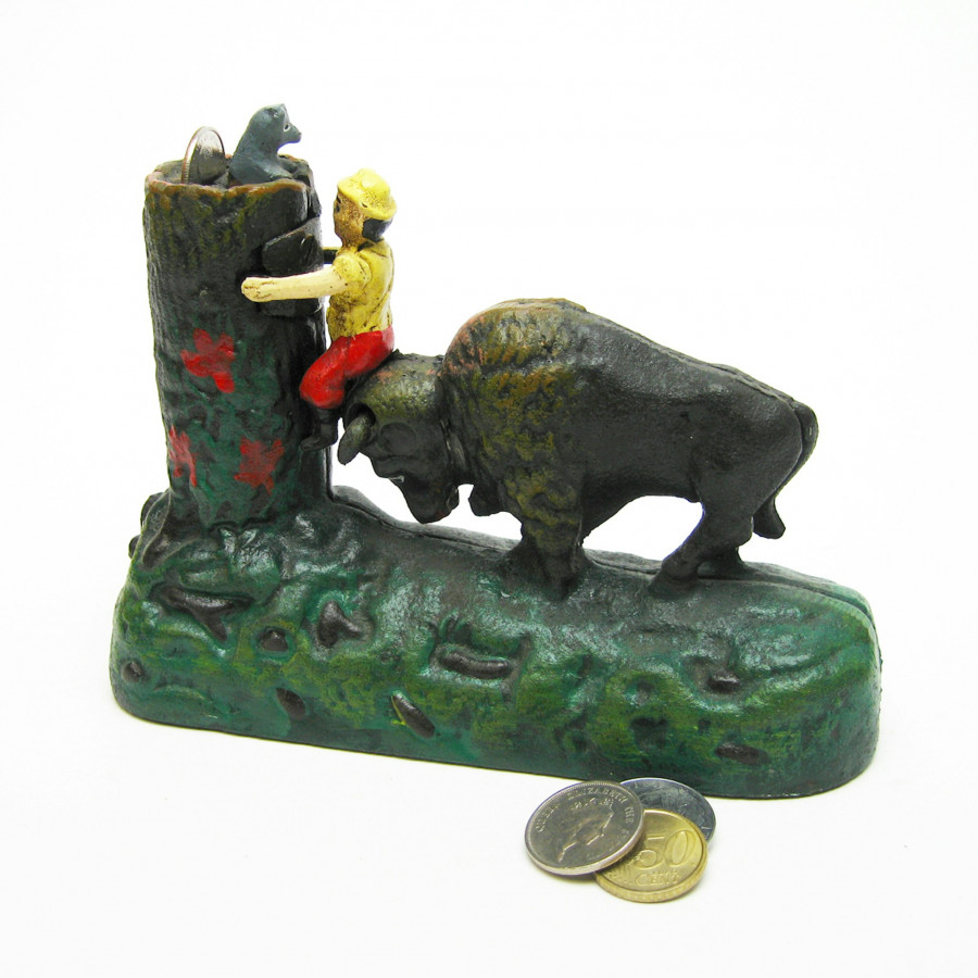 Toscano - Butting Buffalo Collectors Die Mechanical Coin Bank
