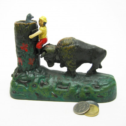 Toscano - Butting Buffalo Collectors Die Mechanical Coin Bank
