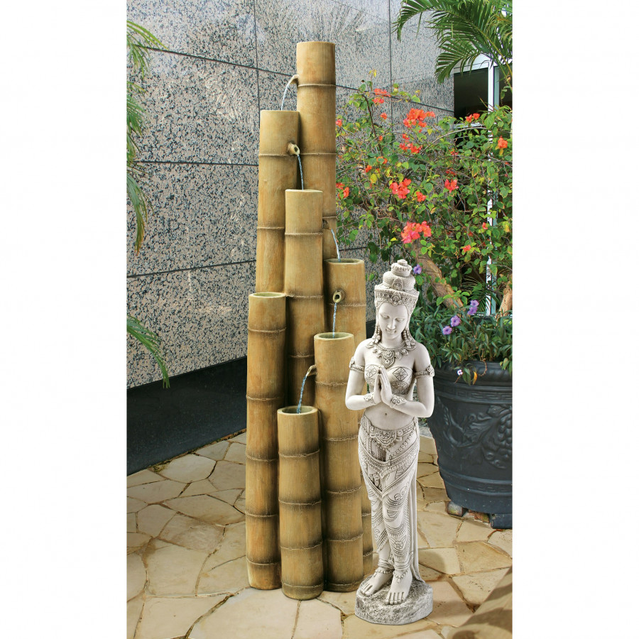 Toscano - Island Oasis Cascading Bamboo Sculptural Fountain