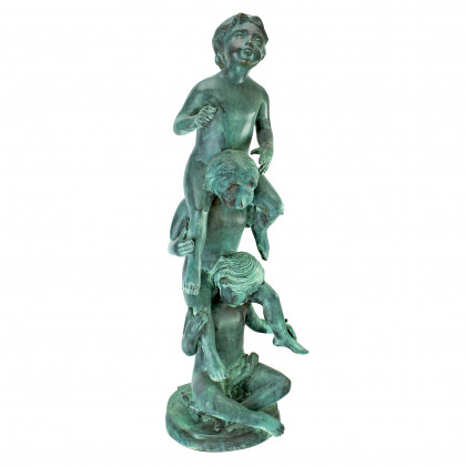 Toscano - Child Play Stacked Children Spitting Statue