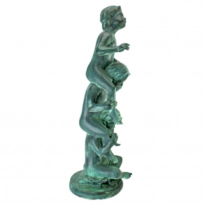 Toscano Child Play Stacked Children Spitting Statue - Medium