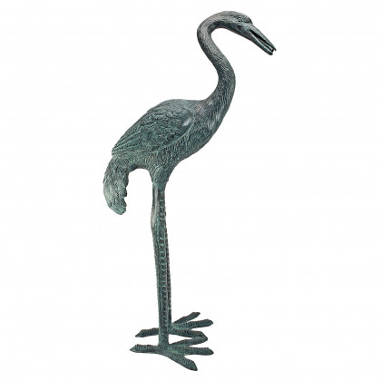 Toscano Small Crane Piped Garden Statue - Curved Neck