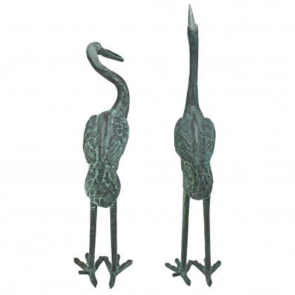 Toscano - Set of 2 Medium Crane Piped Garden Statues