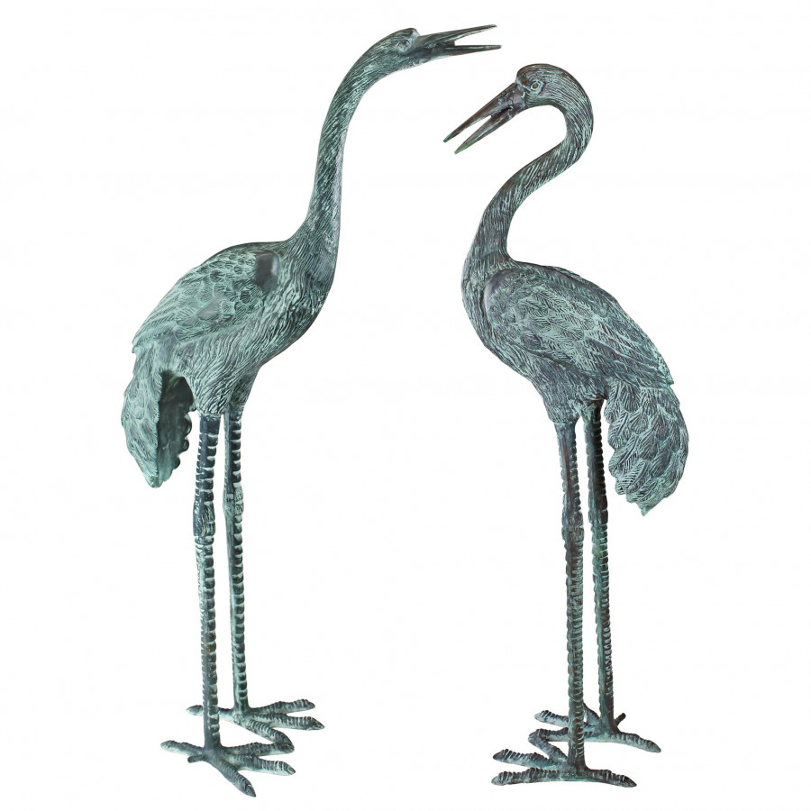 Toscano - Set of 2 Large Crane Piped Garden Statues